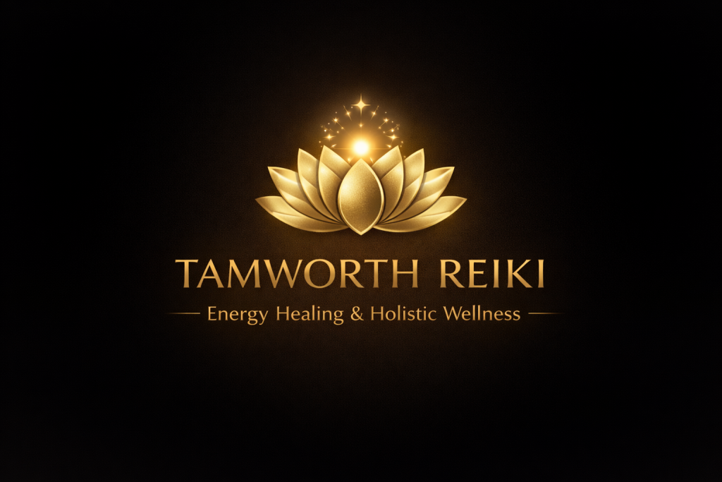 Tamworth Reiki gold lotus logo for energy healing and holistic wellness