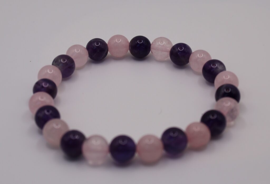 Rose Quartz & Amethyst crystal calming Bracelet from Tamworth Reiki