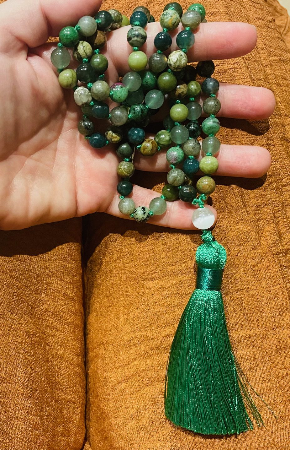 Transformation Mala Beads with Selenite Guru bead from Tamworth Reiki