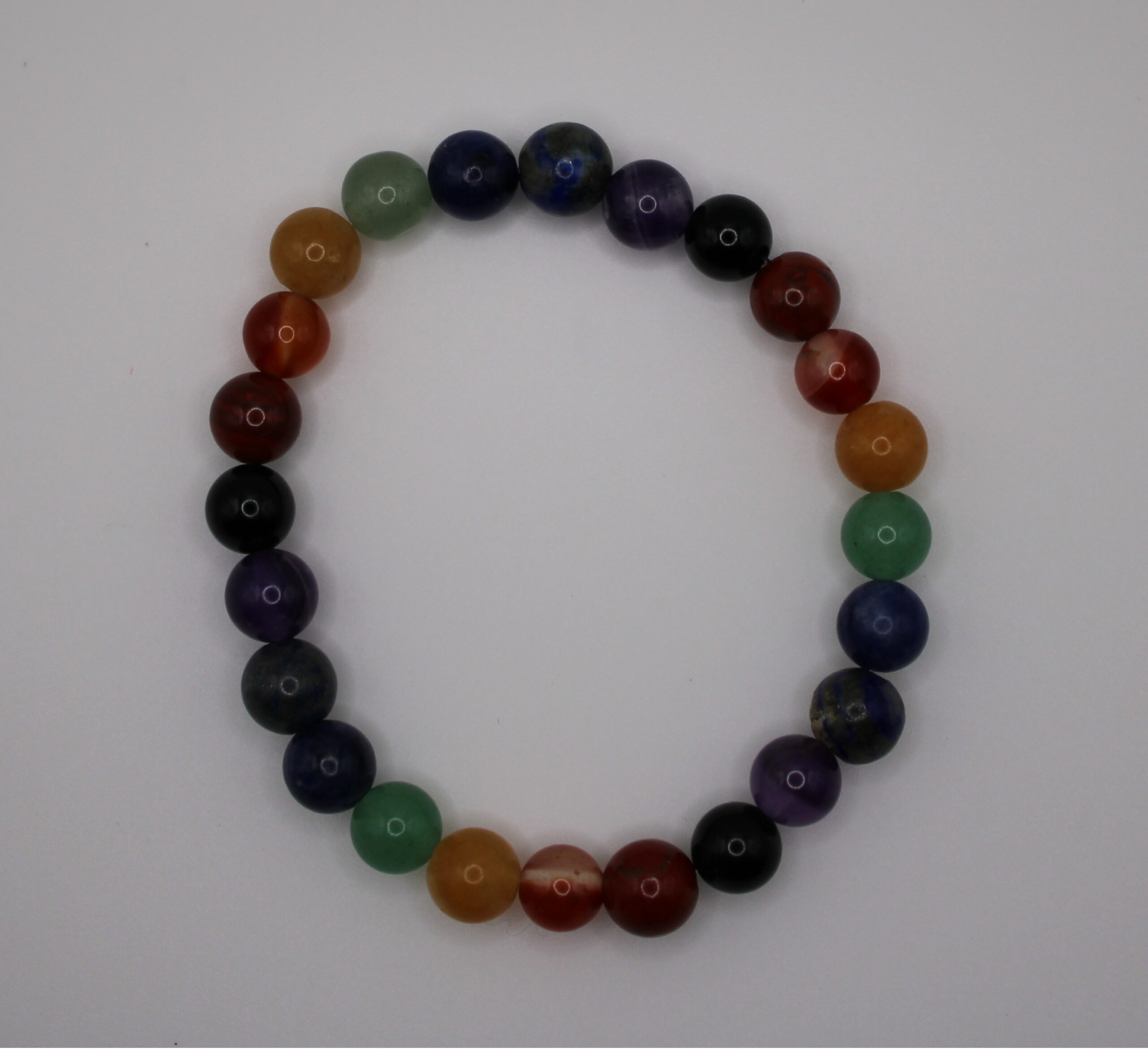 7 Chakra Crystal Bracelet with Black Tourmaline from Tamworth Reiki
