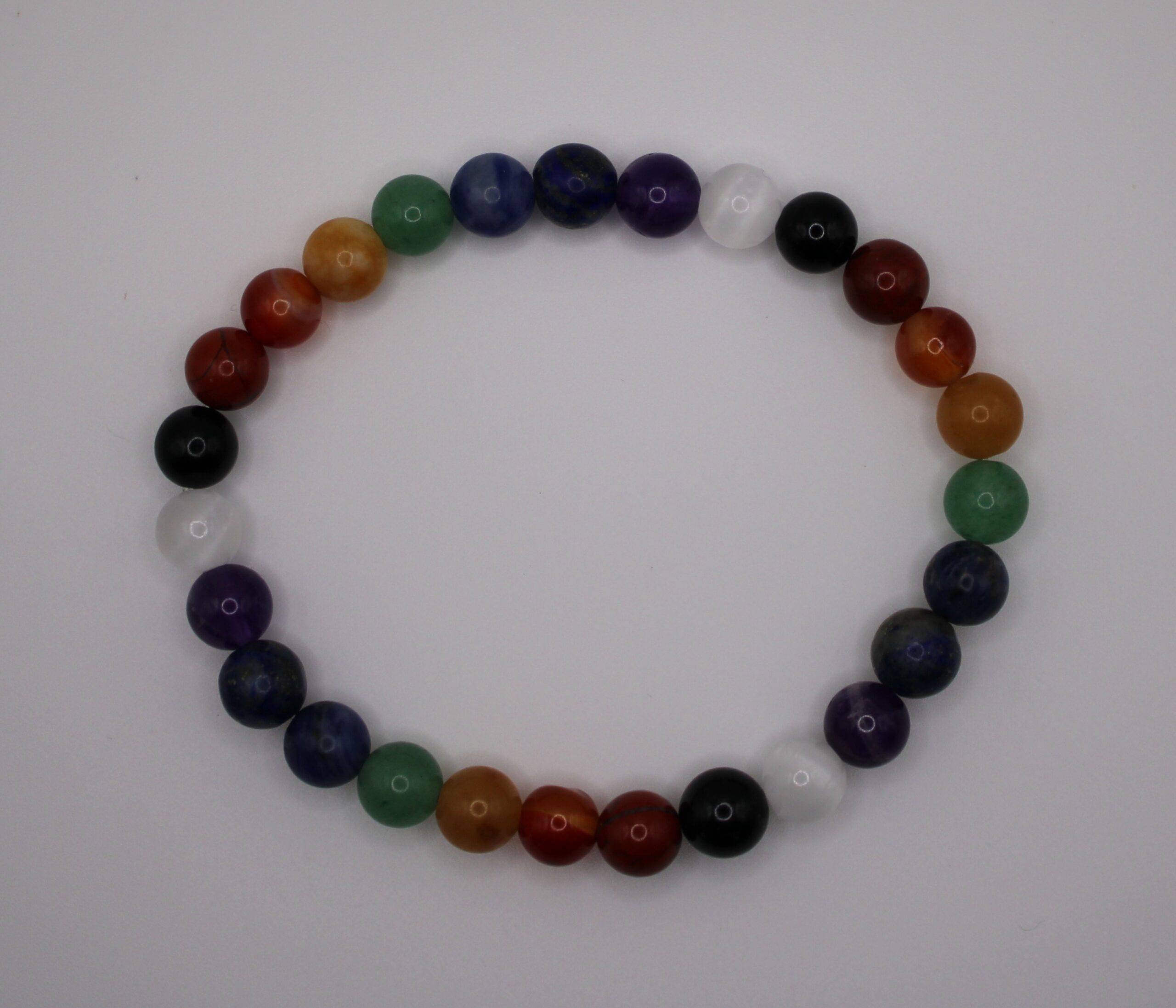 7 Chakra Crystal Bracelet with Black Tourmaline from Tamworth Reiki