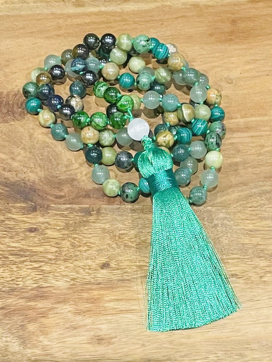 Growth, Harmony & Transformation - Hand Tied Mala Beads hand made